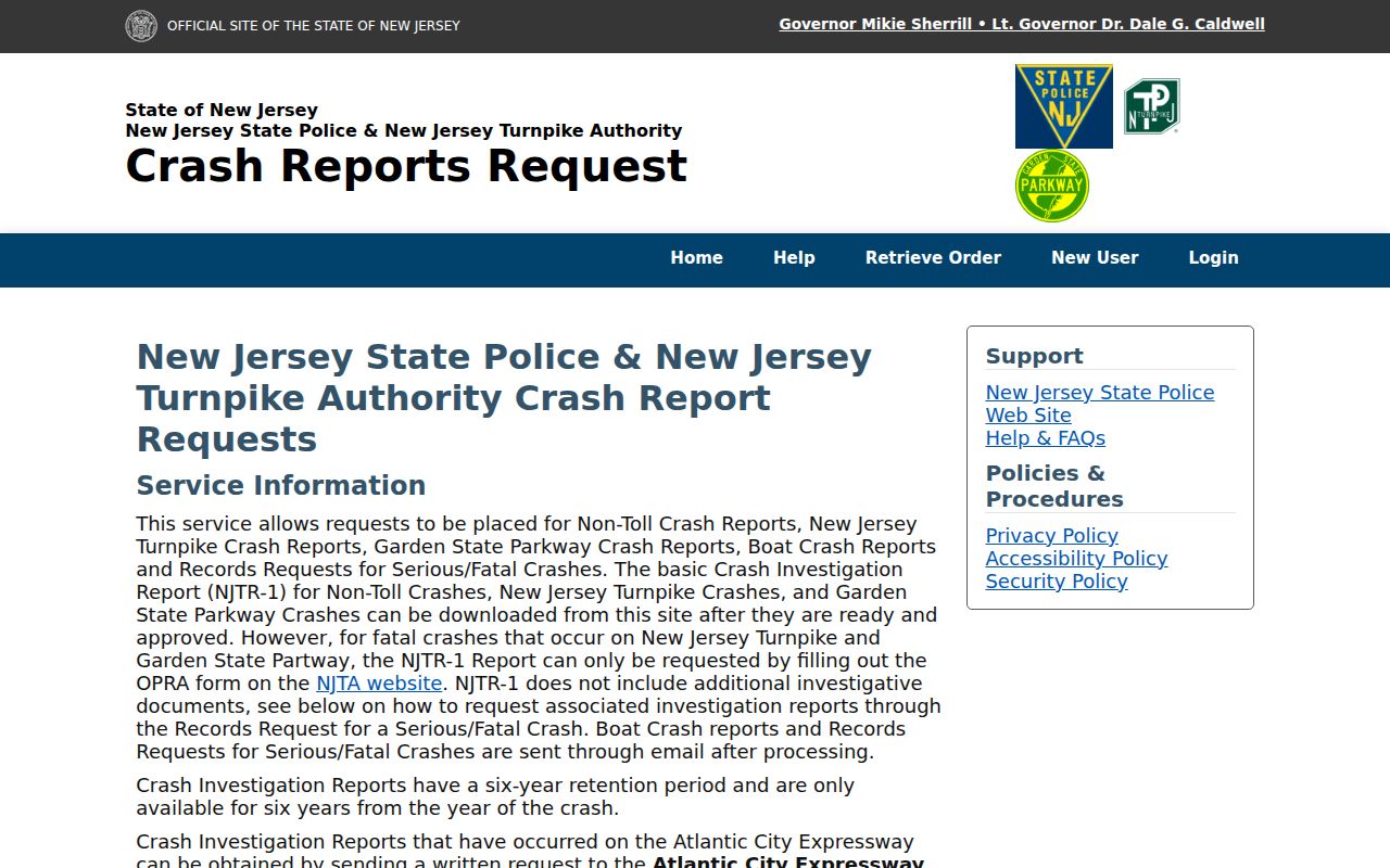 Morris County arrest and NJSP official crash report portal