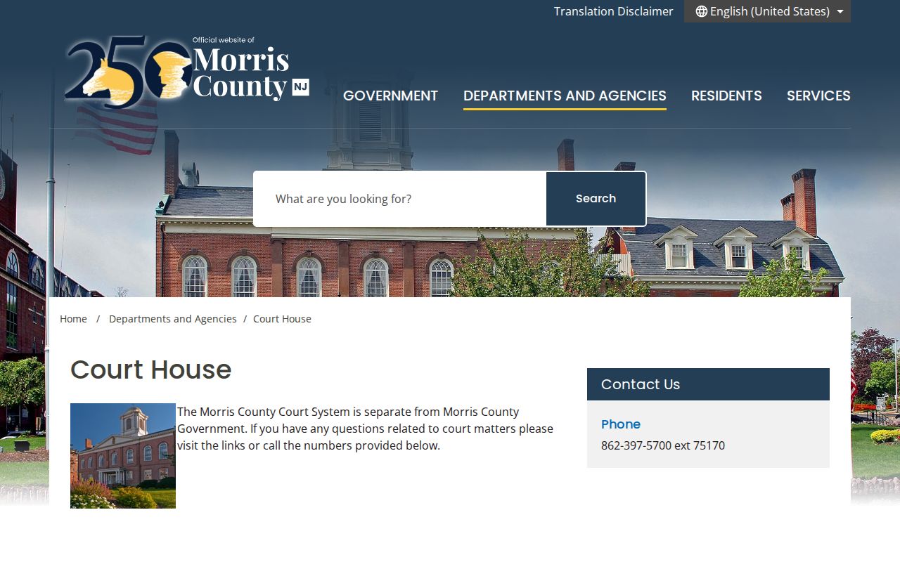 Morris County criminal court and probation records contacts