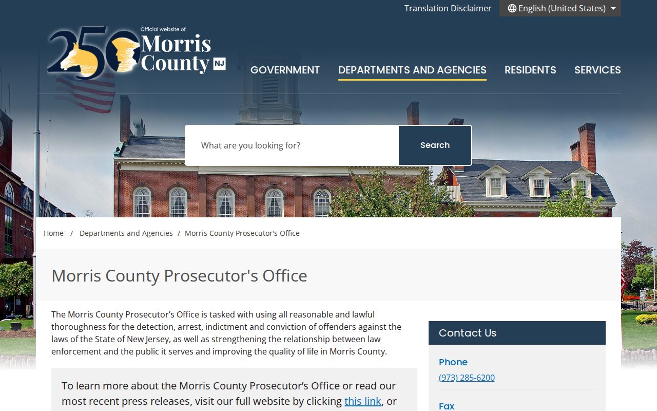 Morris County Prosecutor criminal records page
