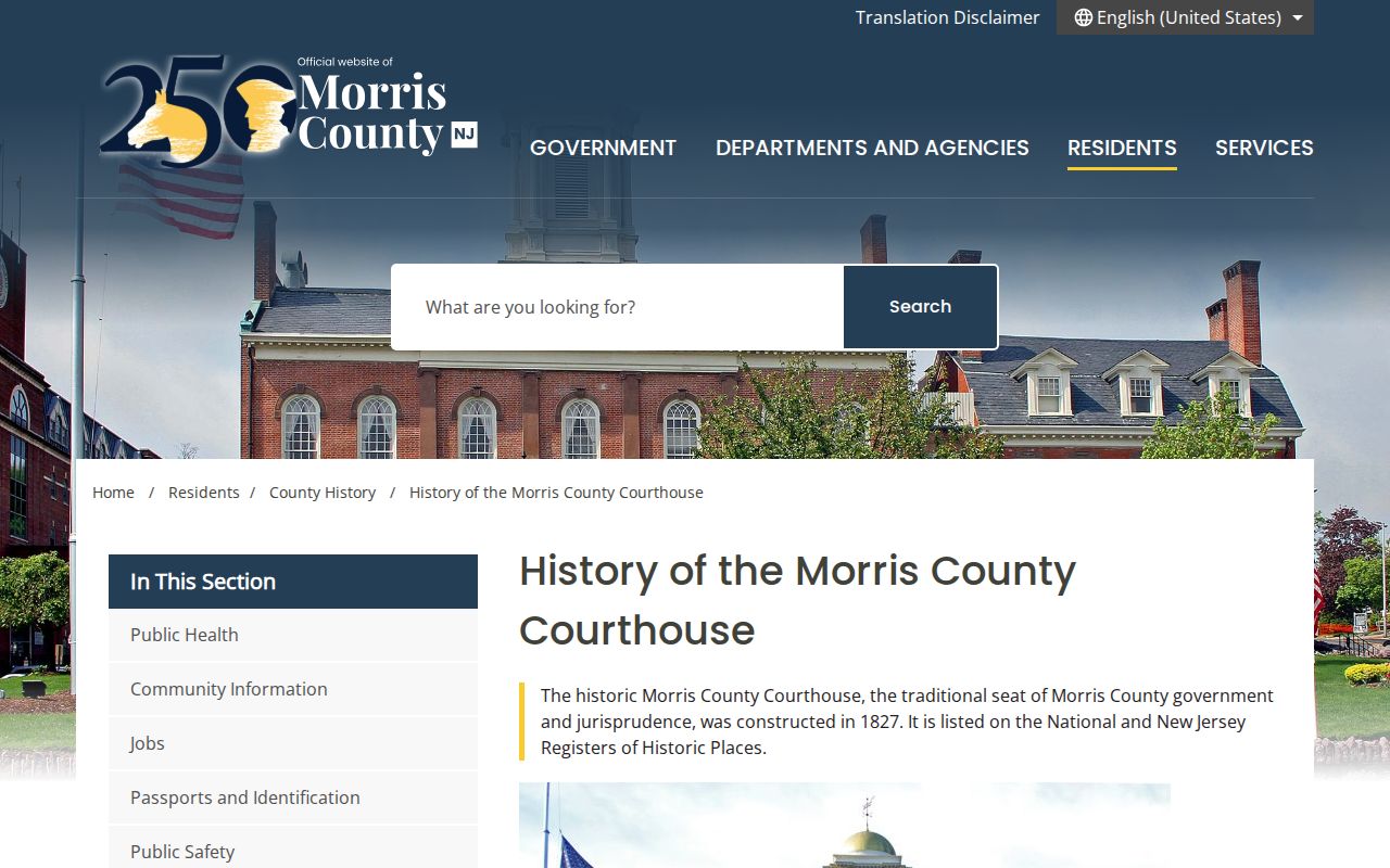 historic Morris County criminal records courthouse