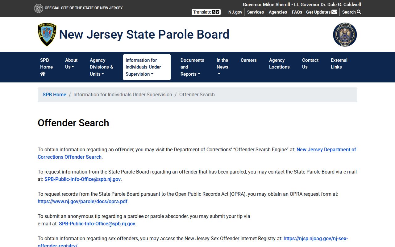 Morris County sex offender registry and New Jersey state guidance